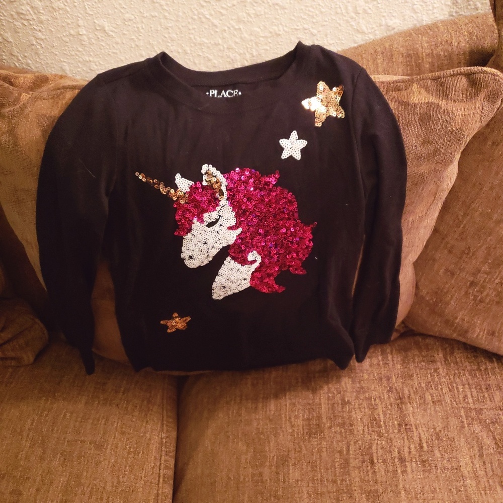 Girls sequin unicorn long sleeve